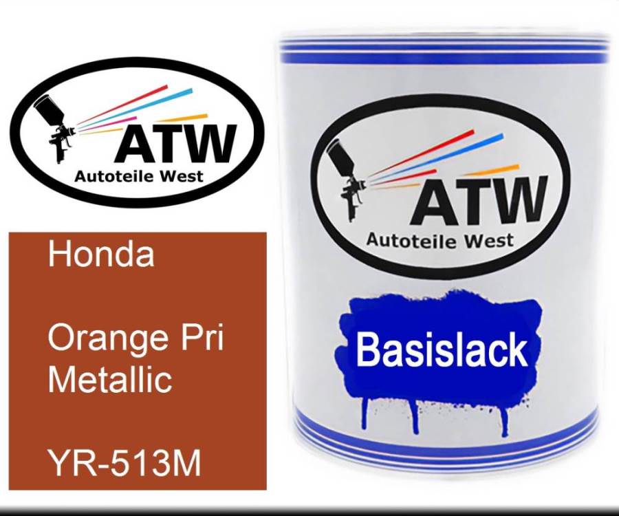 Honda, Orange Pri Metallic, YR-513M: 1L Lackdose, von ATW Autoteile West.